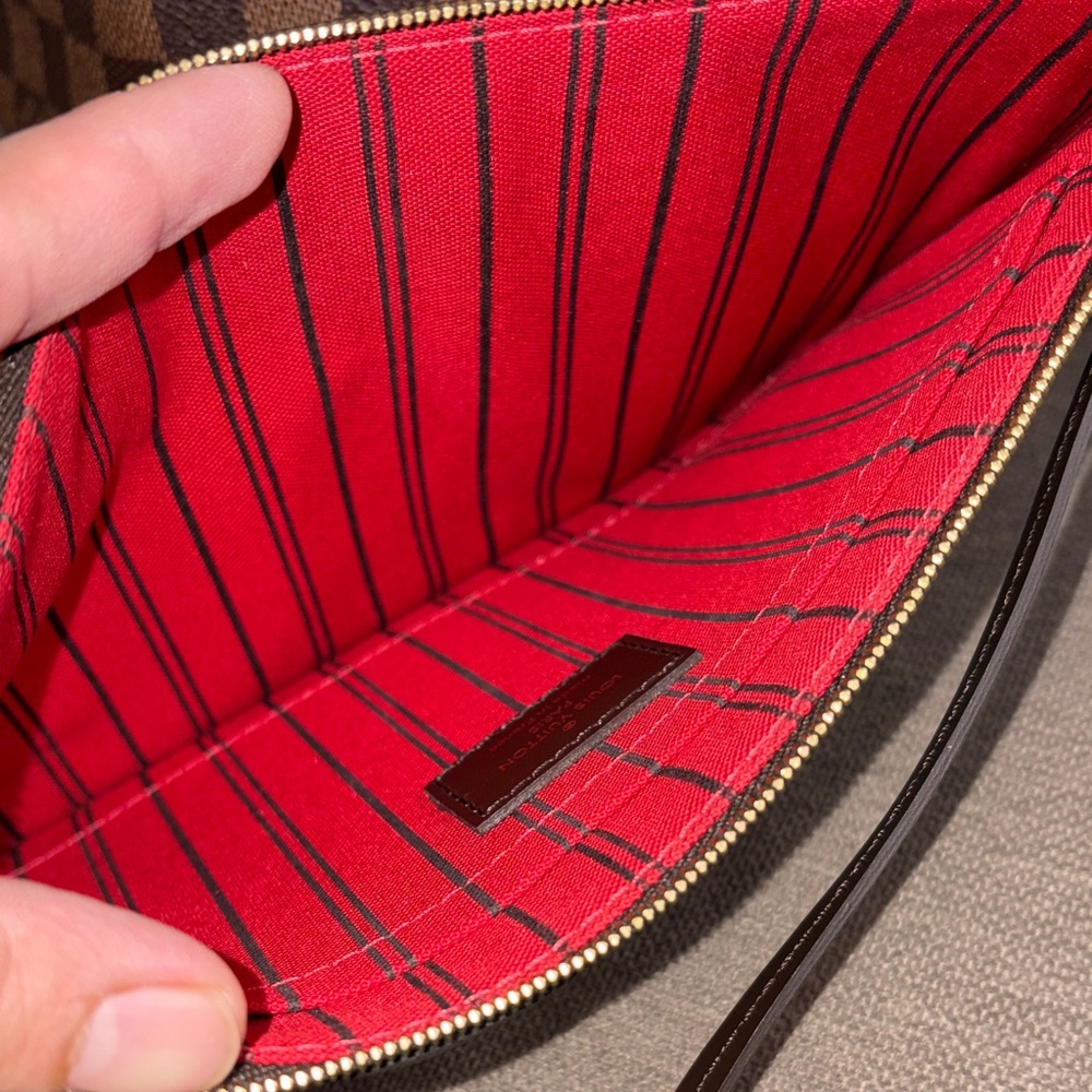 Louis Vuitton Neverfull MM Damier Ebene Tote Bag Preloved Microchipped Authentic - Picture 14 of 17
